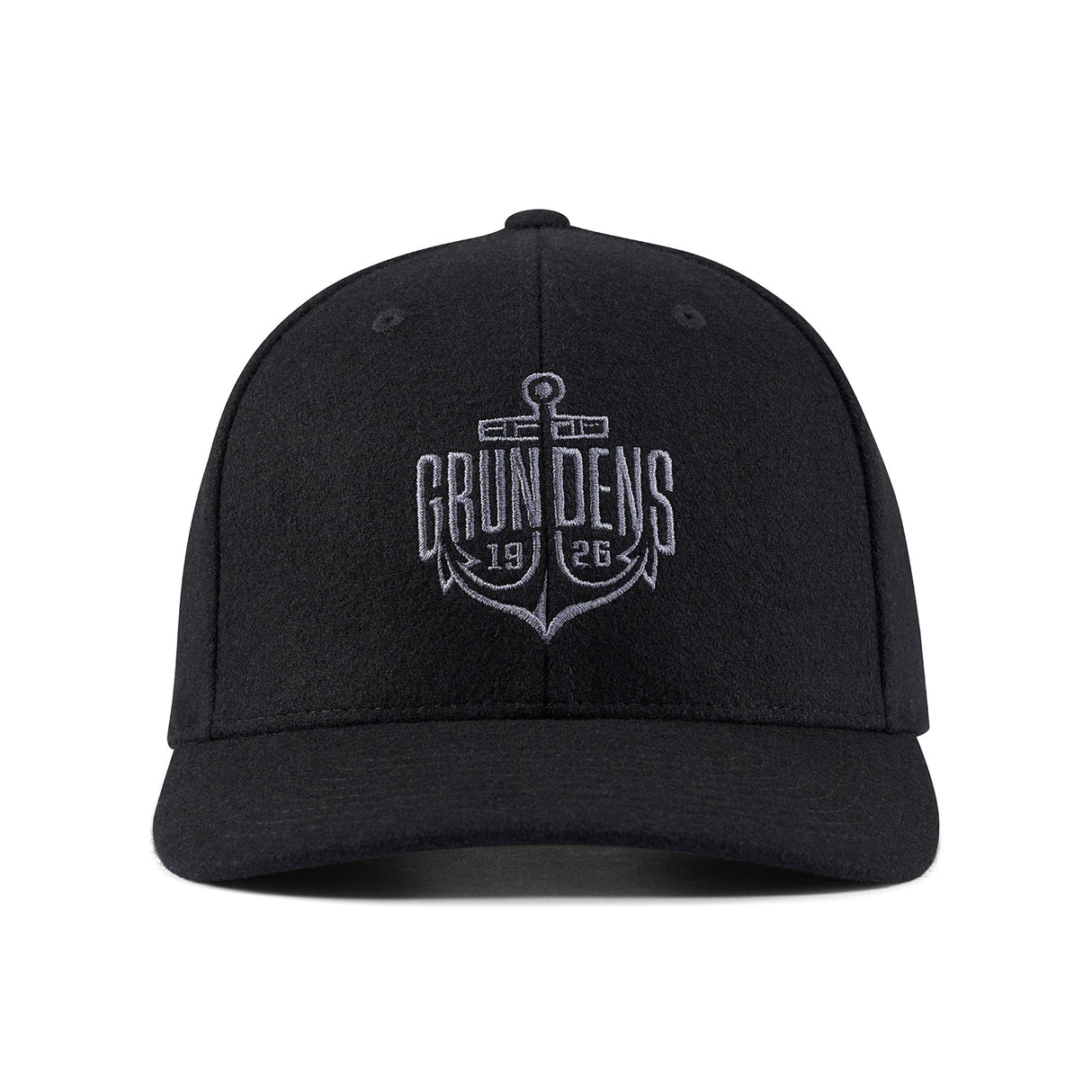 GRUNDENS LOGO ANCHOR WOOL TRUCKER BLACK