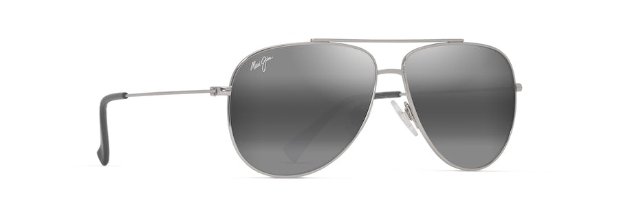 MAUI JIM NEUTRAL GREY HAUOLI XS SHINY SILVER W/BLACK