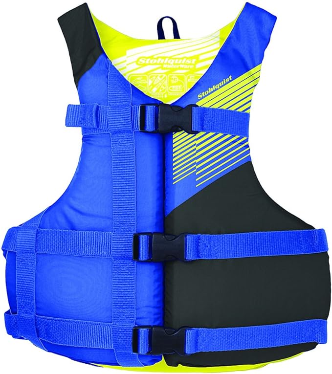STOHLQUIST FIT PFD ADULT BLUE/YELLOW 4 PACK