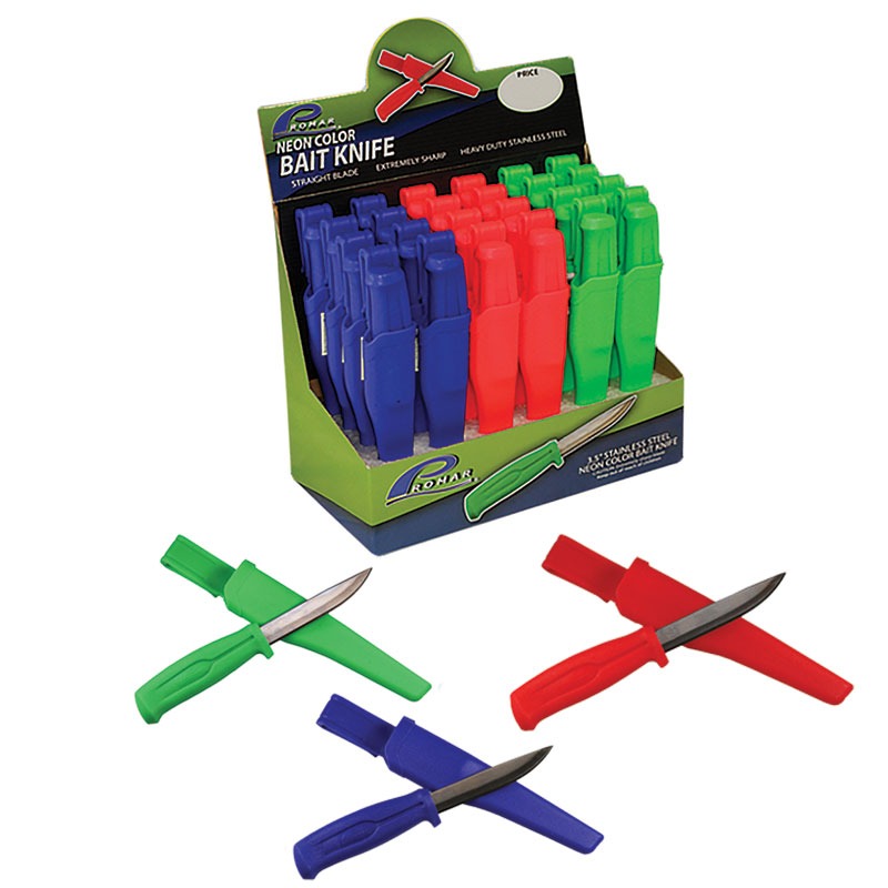 PROMAR 3.5" STAINLESS STEEL NEON COLOR BAIT KNIFE W/SHEATH