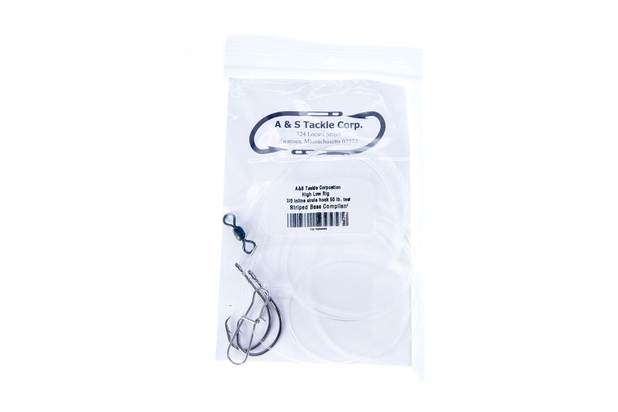 A&S TACKLE 36" HIGH LOW RIG SIZE 7/0 INLINE CIRCLE HOOK 50LB