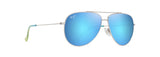 MAUI JIM BLUE HAWAII HAU OLI SHINY SILVER W/BLUE AND GREEN