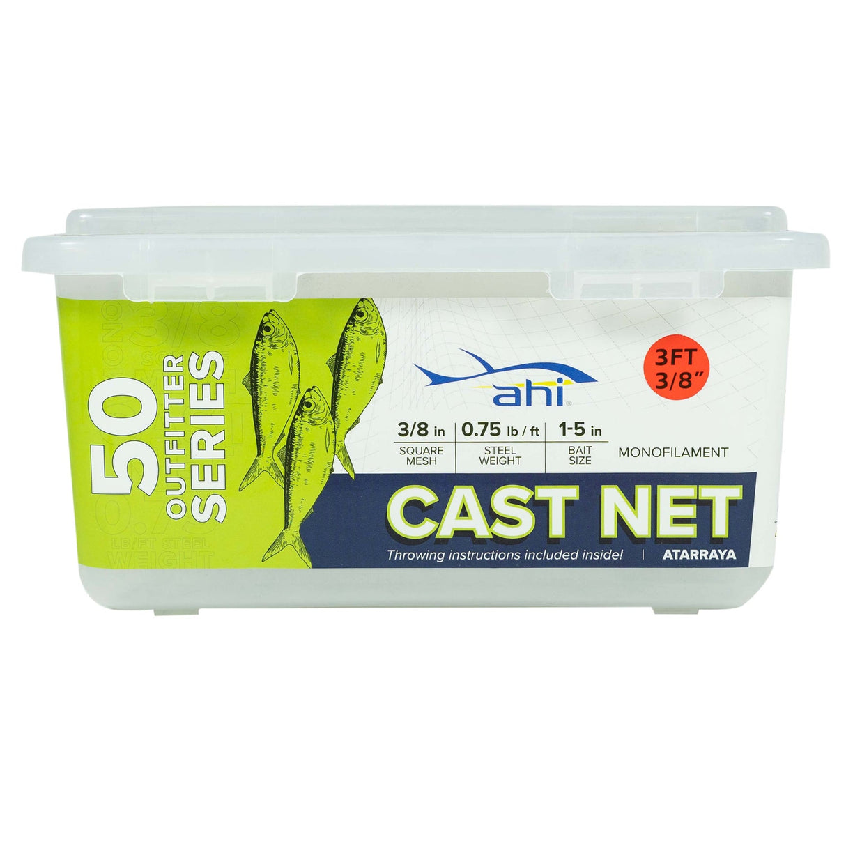 PROMAR 6 FT CLEAR MONO CAST NET 3/8" MESH x 75 LB ACTUAL LEAD