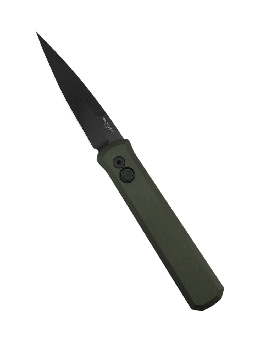PRO-TECH GODFATHER, 4" Auto, Green handle, Black Blade, Plain Edge
