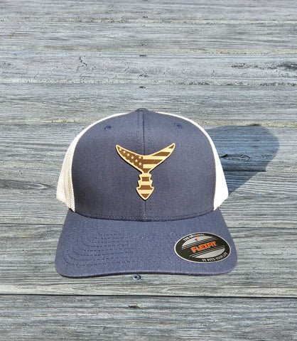 CHASING TAIL FITTED HAT NAVY/WHITE AMERICAN LEATHER