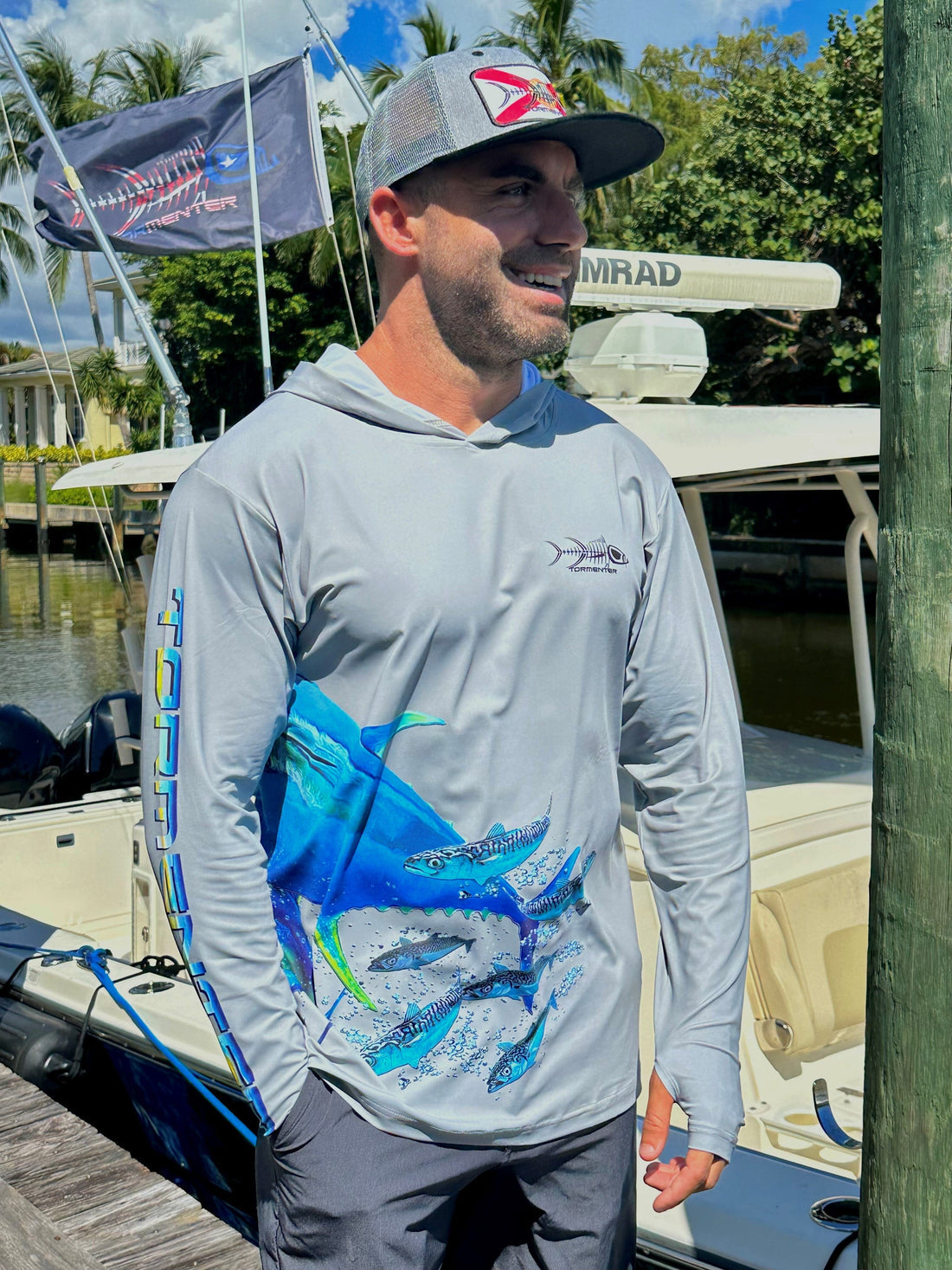 TORMENTER SPF HOODIE TUNA CHASE GRAY