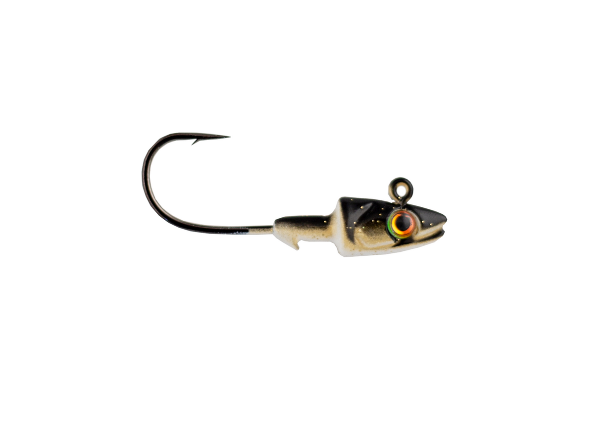 BILL HURLEY 7/0 3X 1.5 OZ JIG HEAD OLIVE/WHITE