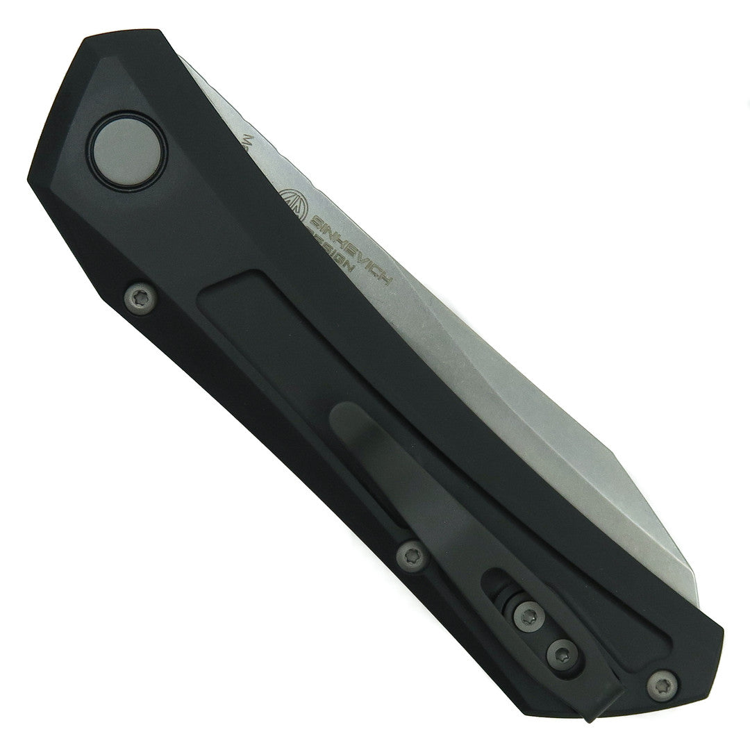 PRO-TECH Dmitry Sinkevich Oligarch Auto Soild Black Alu Handle, Stonewash Magnacut Blade