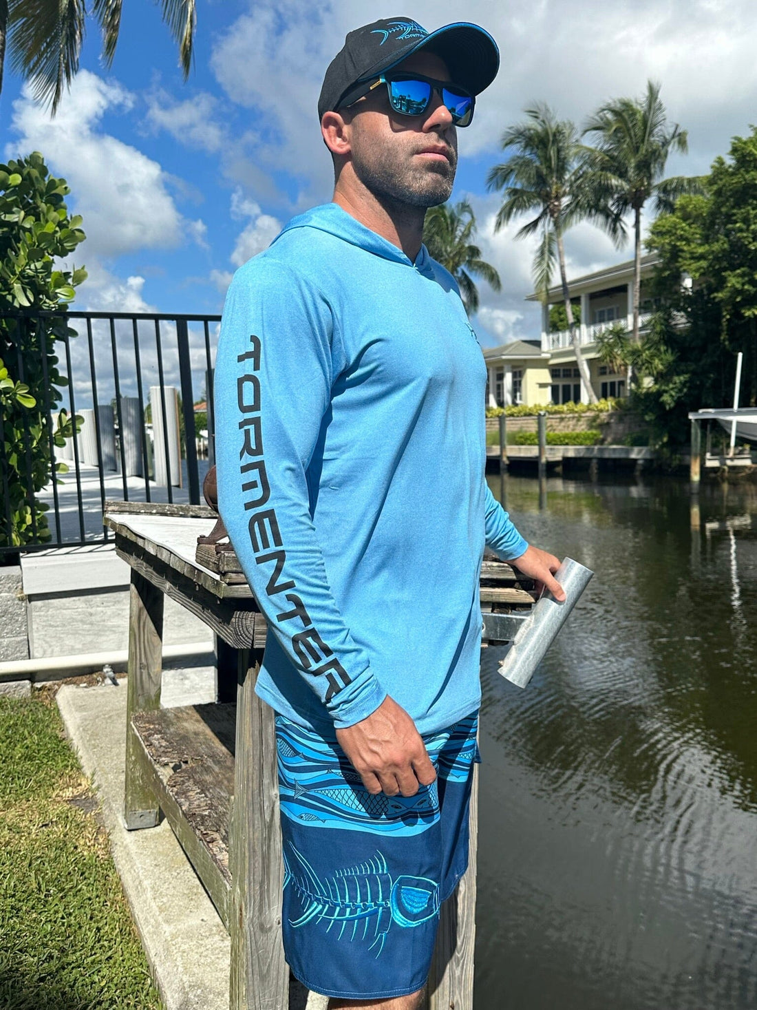 TORMENTER SPF HOODIE HEATHER BLUE