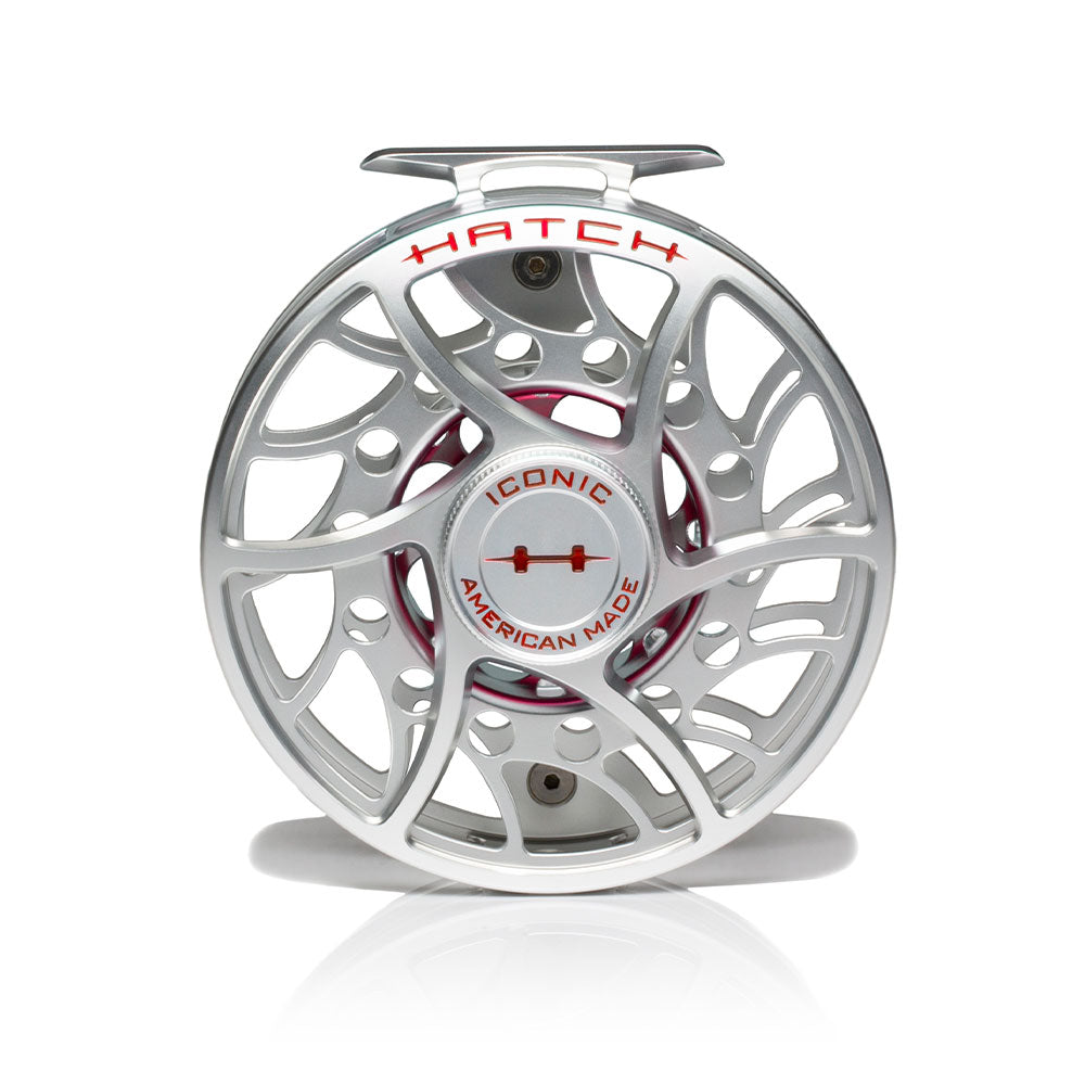 big arbor fly reel Hatch Iconic 9 Plus Fly Reel Clear / Red / Large Arbor