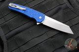 PRO-TECH MALIBU FLIPPER, Blue Aluminum Handle, Stonewash Reverse Tanto Magnacut Blade