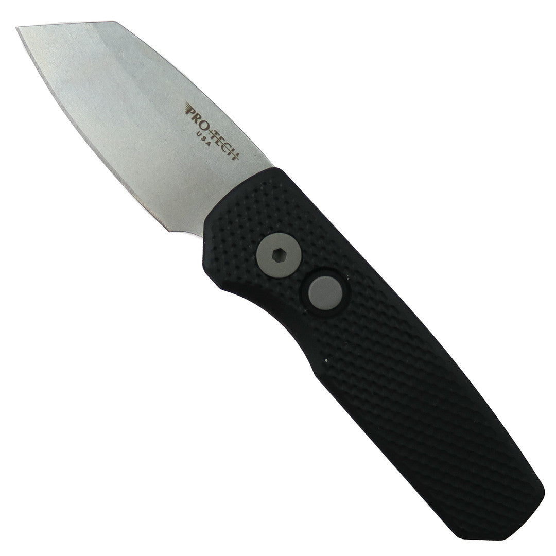 PRO-TECH RUNT 5 Textured Black Handle, Stonewash Magnacut Blade, Reverse Tanto