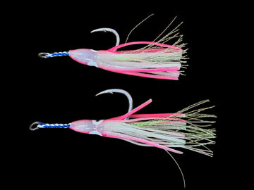 UVT FISHING BEAST HUNTER ASSIST HOOKS – BKK 5X WITH GLOW SQUID SKIRTS