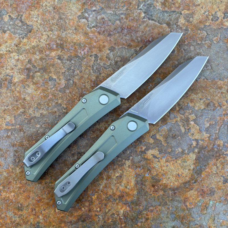 PRO-TECH Dmitry Sinkevich Design Oligarch Auto, Green Handle, Smoky Grey DLC Magnacut Blade