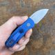 PRO-TECH RUNT 5 Textured Blue Handle, Stonewash Magnacut Wharncliffe Blade.