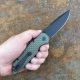 PRO-TECH TR-3 integrity Thumbstud Manual, Green Handle, DLC Black S35vn Blade