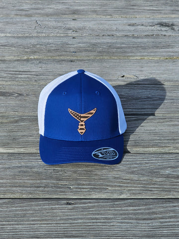 CHASING TAIL SNAP BACK HAT ROYAL BLUE/WHITE WITH AMERICAN LEATHER
