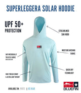 BLUEFIN SUPER LEGGERA RASHGUARD SOLAR HOODIE ICE BLUE Medium