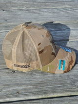 CHASING TAIL SNAP BACK HAT ARID MULTI CAM/TAN AMERICAN LEATHER