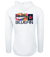 BLUEFIN LADIES SUPER LEGGERA SOLAR HOODIE W/HIBISCUS LOGO ON BACK