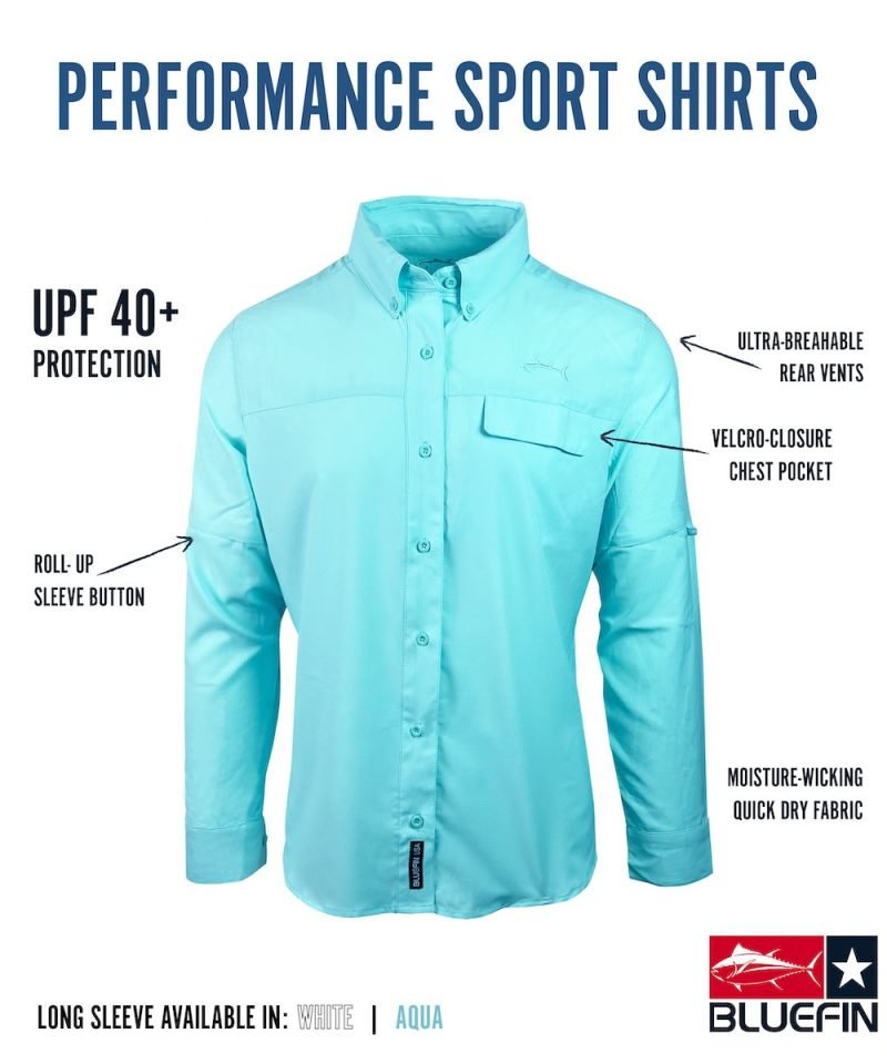 BLUEFIN LADIES PERFORMANCE SOLID SPORT SHIRT LS