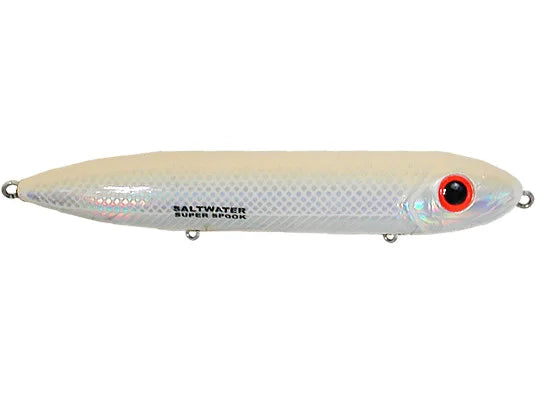 Heddon Super Spook 7/8 Oz Saltwater Fishing Lure - White/Pink/Silver Insert