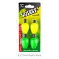 TROUT MAGNET SLOTTED FLOATS GREEN/YELLOW QTY 4