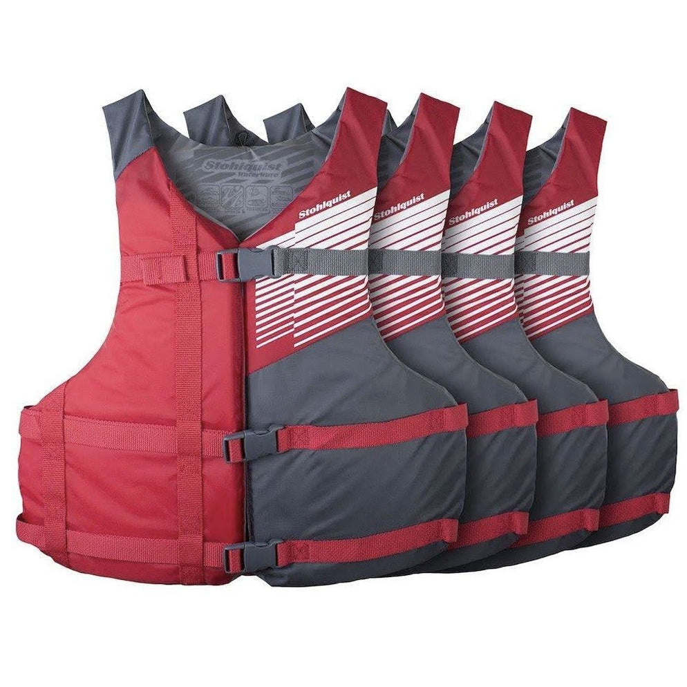 STOHLQUIST FIT PFD ADULT RED 4 PACK