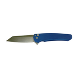 PRO-TECH MALIBU FLIPPER, Blue Aluminum Handle, Stonewash Reverse Tanto Magnacut Blade