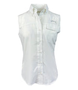 BLUEFIN LADIES NO SLEEVE PERFORMANCE SOLID SPORT SHIRT WHITE