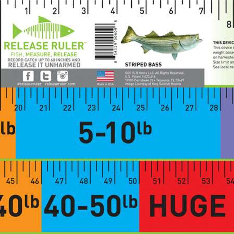 RELEASE RULER STRIPED BASS DECAL