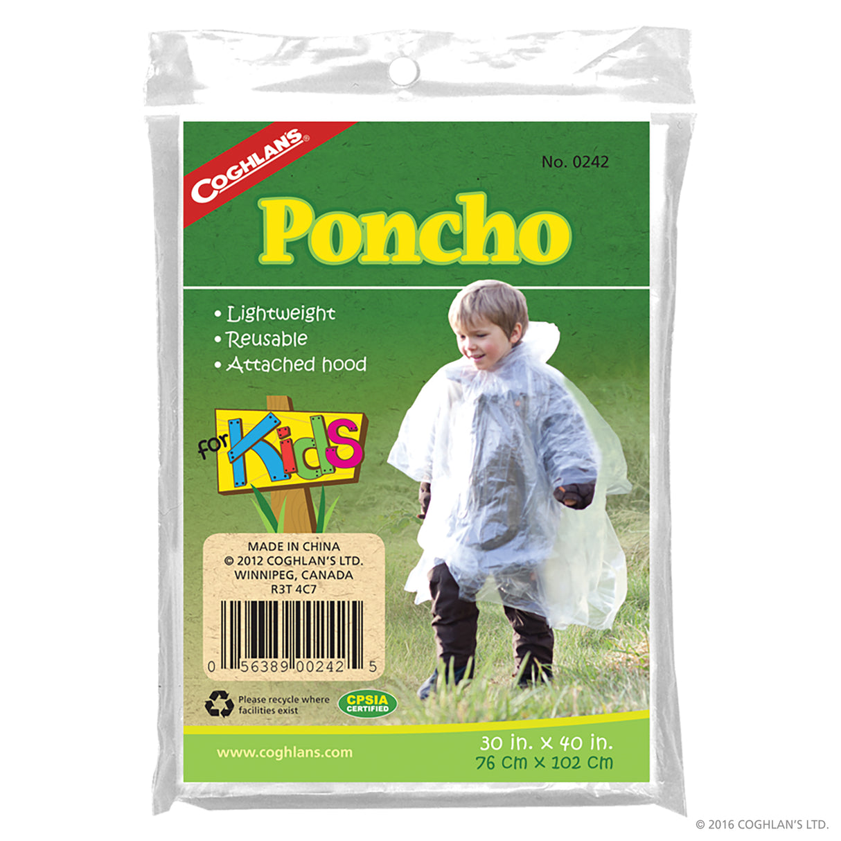 COGHLAN'S PONCHO FOR KIDS CLEAR