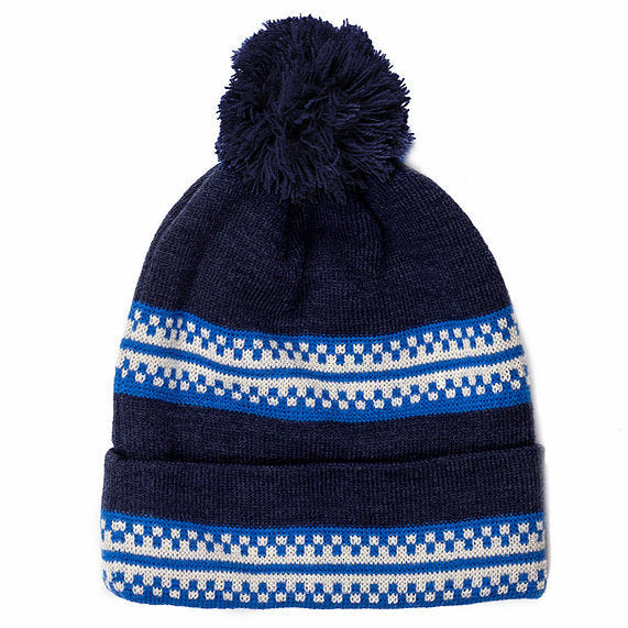 GOOSE HUMMOCK CHECK STRIPE CUFF BEANIE WITH POM
