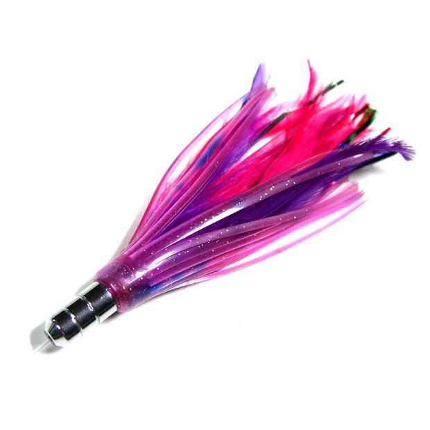 feather fishing lures BRAID TROLLING LURE CHROME FEATHER BLUE/WHITE / 1/2 oz