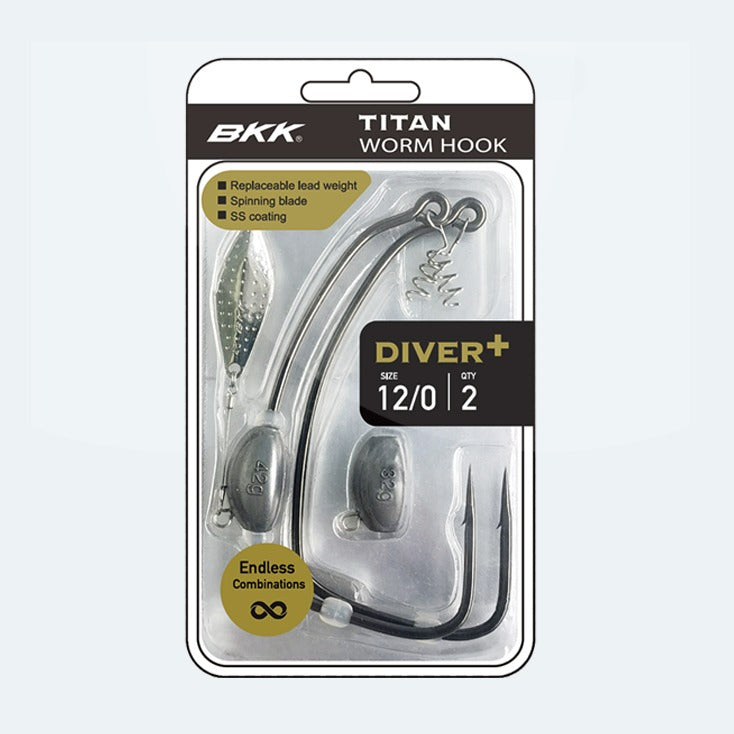 BKK Titan Diver Weighted Weeless Worm Fishing Hook #3/0