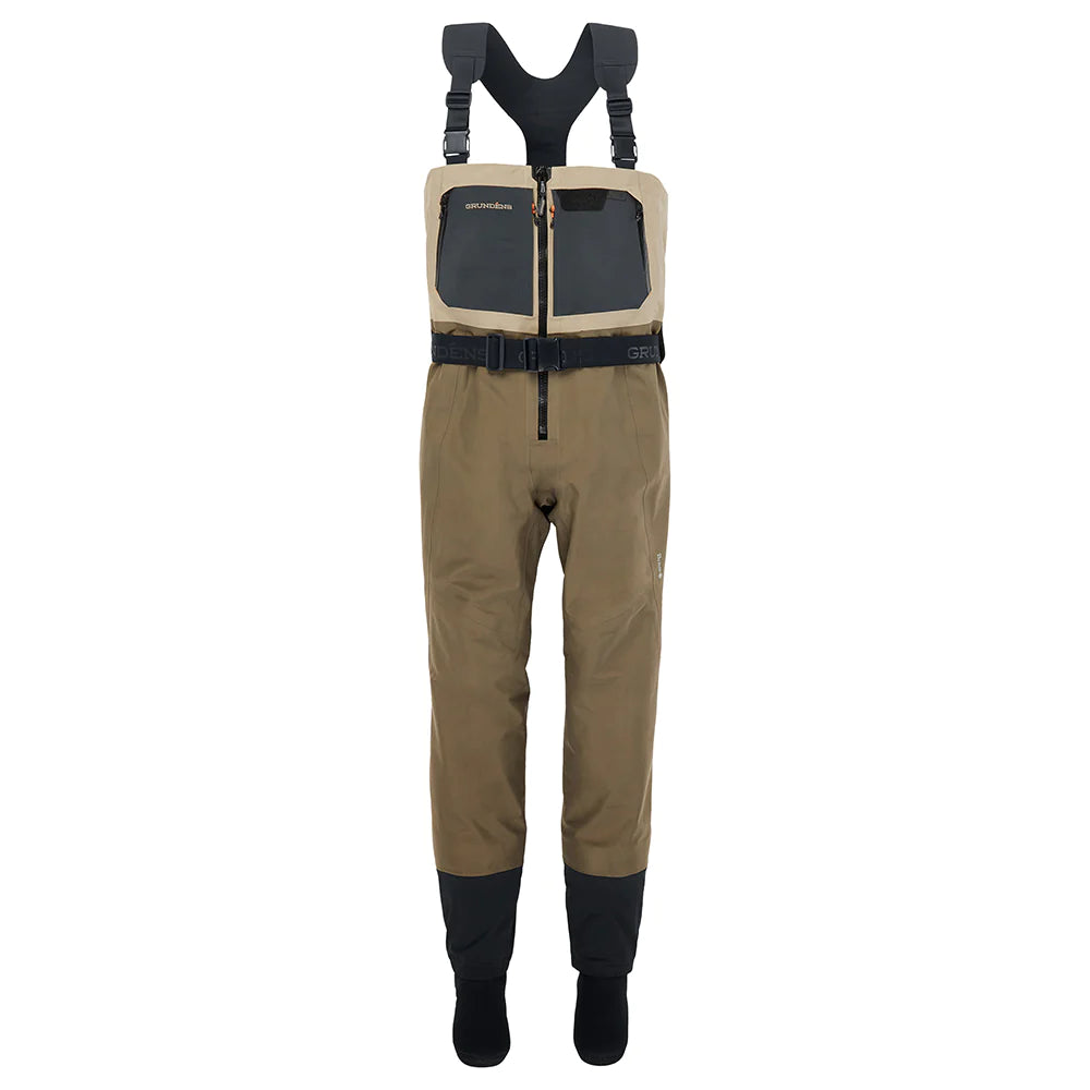 GRUNDENS MENS BOUNDARY ZIP STOCKINGFOOT WADER STONE/OTTER