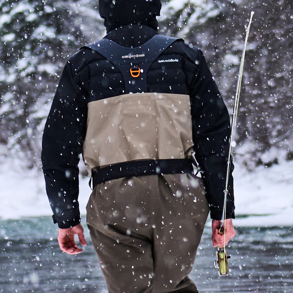GRUNDENS MENS BOUNDARY ZIP STOCKINGFOOT WADER STONE/OTTER