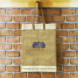 TOADFISH BURLAP MARKET BAG WITH LEATHER STRAPS