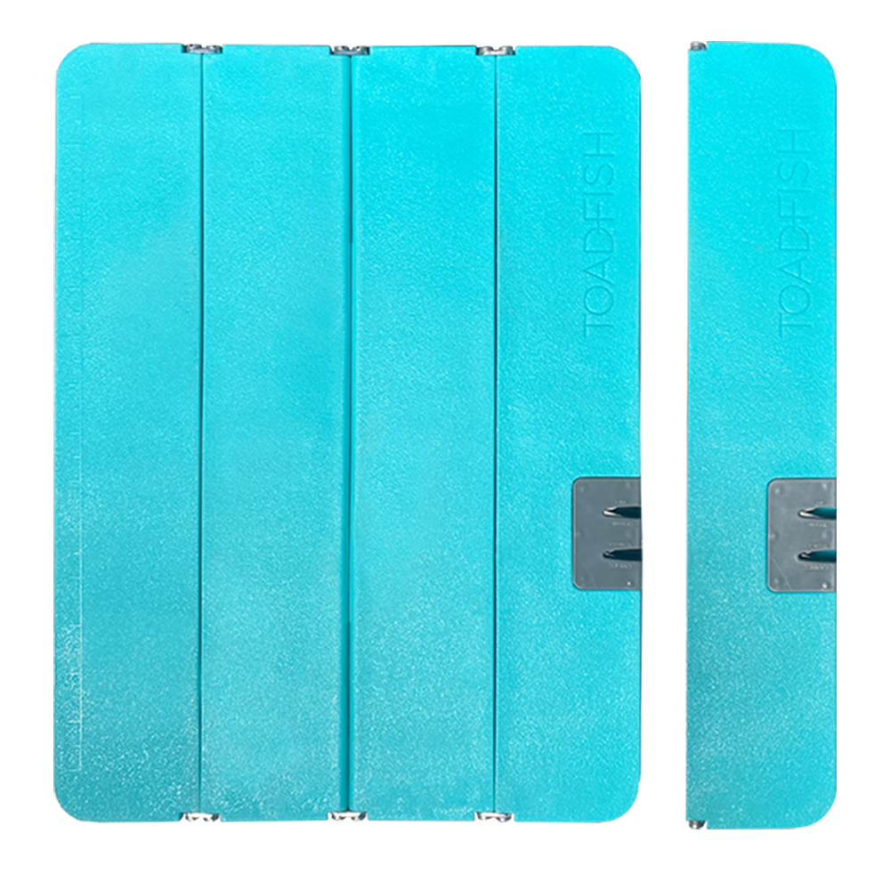 TOADFISH STOWAWAY FOLDING CUTTING BOARD WITH BUILT IN KNIFE SHARPENER TEAL