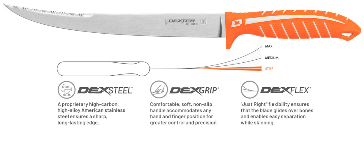 DEXTER DEXTREME 10" DUAL EDGE STIFF FILLET KNIFE