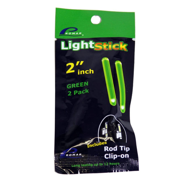 American Maple Glow Stick 2in 2pk Green w/Rod Tip Clip