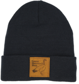 GOOSE LEATHER PATCH FLEECE-LINED BEANIE