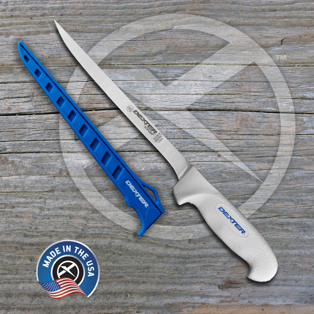 DEXTER 8" FLEXIBLE FILLET KNIFE, WITH EDGE GUARD