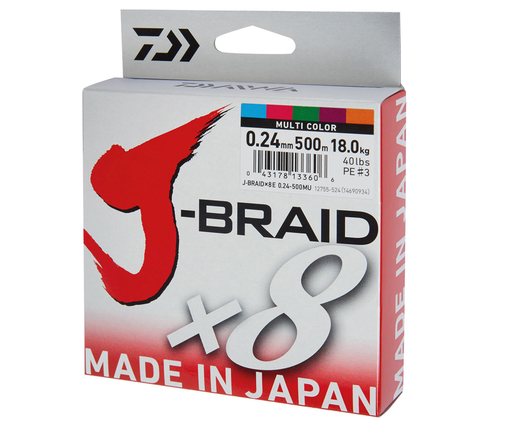 Daiwa J-Braid x8 Filler Spool 300M Multi-Color 20 lb. Test
