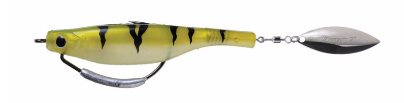 Hyperlastics HYLSDSPW7SGRS Dartspin Pro Weedless 7In Striped Green Si