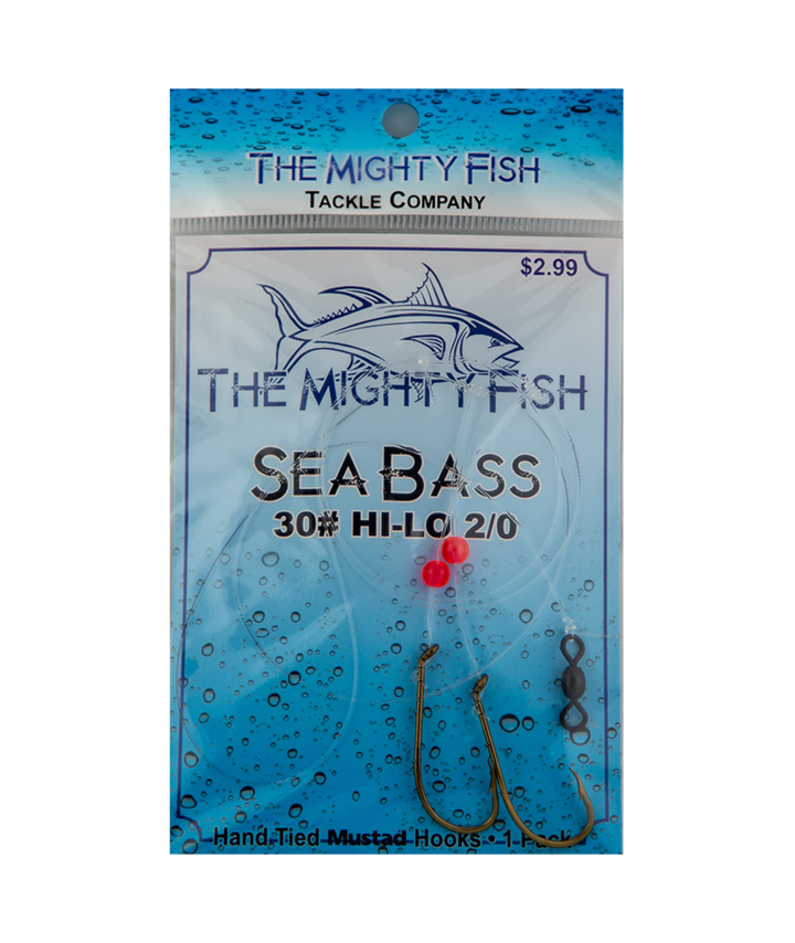 THE MIGHTY FISH TACKLE COMPANY HILO RIG WITH BEADS 30# SIZE 1/0 HOOK 1 PACK