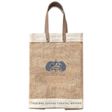 TOADFISH BURLAP MARKET BAG WITH LEATHER STRAPS