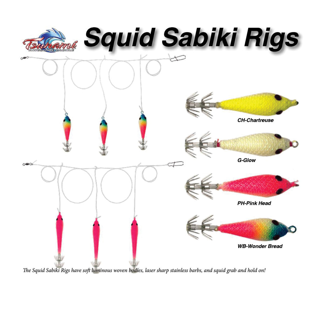 TSUNAMI SQUID SABIKI RIGS 2.5"