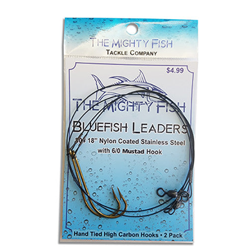 blue fish hooks tackle THE MIGHTY FISH TACKLE COMPANY CUSTOM BLUEFISH LEADER 7/0 / 24"