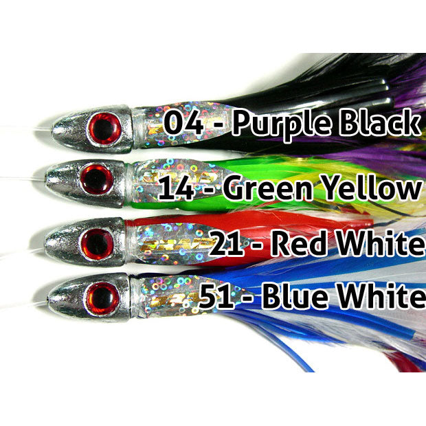 blue dolphin fishing lure BRAID TROLLING LURE DOLPHIN FEATHER 5" RED/WHITE